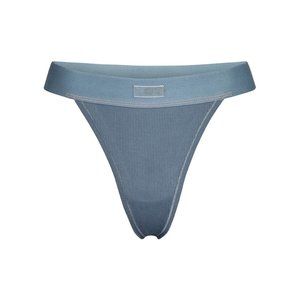 Skims Womens Kyanite Cotton Blend High-Cut Wide Waistband Rib Thong Panty Medium